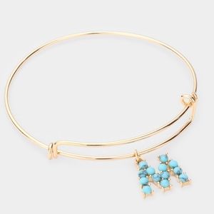 💥M- Turquoise Embellished Monogram